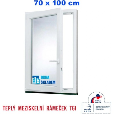 Erkado Plastové okno otevíravé i sklopné levé 700 x 1000 mm Bílé / Antracit