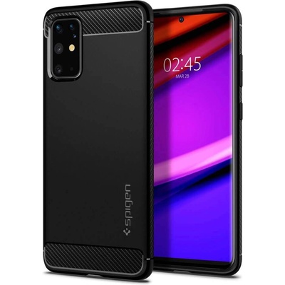 Spigen Rugged Armor Case - удароустойчив силиконов (TPU) калъф за Samsung Galaxy S20 Plus (черен)