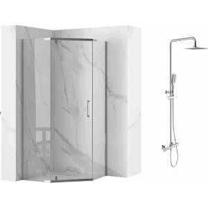 Rea Комплект душ кабина Rea Axin хром 90x90 и душ колона OMNIRES Y хром (5902557367092+Y1244X-6/KCR)