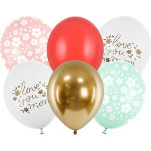 PartyDeco Латексови балони - Love you Mom микс 6 бр