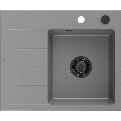 Ben гранитна мивка с 1 отделение и отцедник, дясна, 600 x 500 мм, сива, (6523605000-71-B)