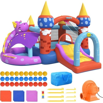 Happy Hop Nafukovací hrad se skluzavkou 350x346x240 cm