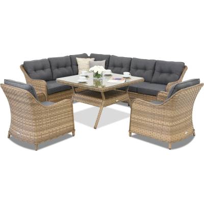 Garden Point Техноратанови градински мебели Toledo Comida 7 Angular Garden Point cappuccino (GAP323-ANG7)