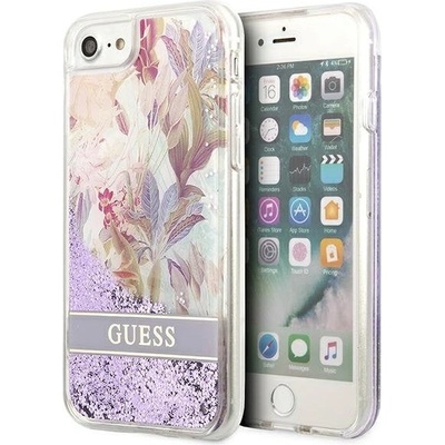 GUESS Кейс Guess GUHCI8LFLSU за iPhone SE 2022 / SE 2020/7/8, лилав, Flower Liquid Glitter