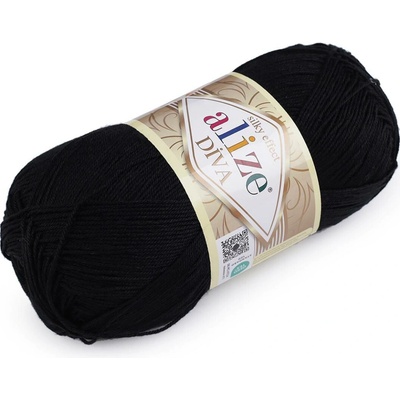 Pletací příze Alize Diva 100 g Varianta: 9 (60) černá, Balení: 1 ks 55746/140783/261401