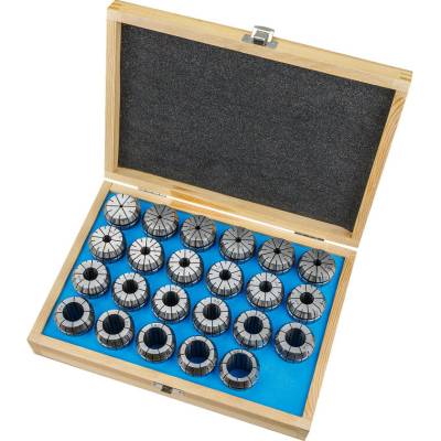 DEMA Upínacie klieštiny ER40 4-26 mm v drevenom boxe, 24-dielna sada
