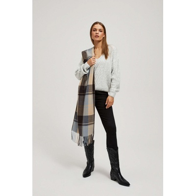 Moodo Кафяв шал на квадратчета с ресни Moodo Moodo | Kafyav | ЖЕНИ | ЕДИН РАЗМЕР