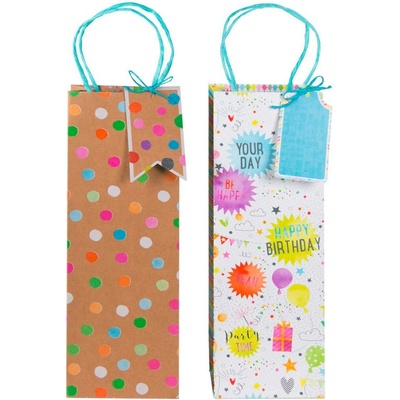 Dárková taška na víno set 2 ks Artebene Dots & Happy Birthday