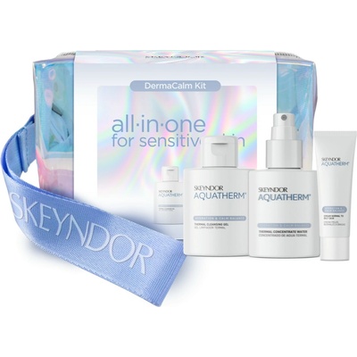 Skeyndor Aquatherm All-in-one for Sensitive Skin Set Termální čistící gel 100 ml + termální koncentrováno voda 100 ml + krém na normální a suchou pleť 15 ml dárková sada