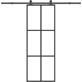vidaXL Плъзгаща се врата с обков 76x205 см ESG стъкло и алуминий (3332818)