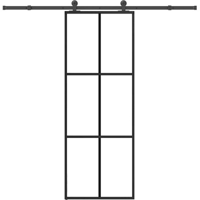 vidaXL Плъзгаща се врата с обков 76x205 см ESG стъкло и алуминий (3332818)