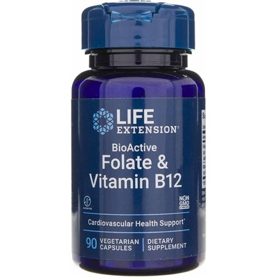 Life Extension BioActive Folate & Vitamin B12 90 kapslí
