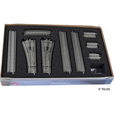 Tillig TT rozšiřující set kolejiva, kolejivo s podložím 01833