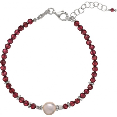 Alisia korálkový náramek z granátu s pravou perlou AL4108-Argento-Granato