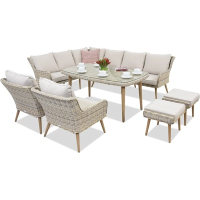 Garden Point Градински мебели Bilbao Comida 7 + 2 пуфа Garden Point пясък (GAP0560-COM7PU)
