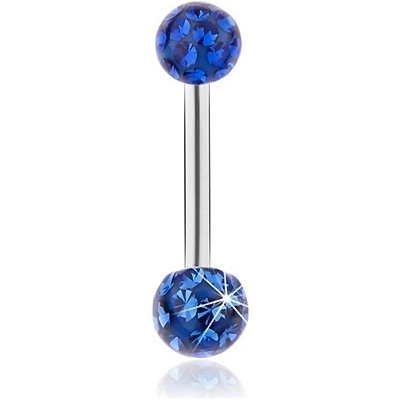 Šperky eshop piercing do bříška z oceli modré blýskavé kuličky hladká glazura SP30.08