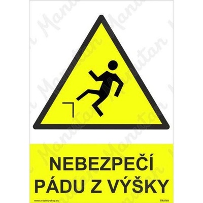 Manutan Nebezpečí pádu z výšky, samolepka 297 x 420 x 0,1 mm A3