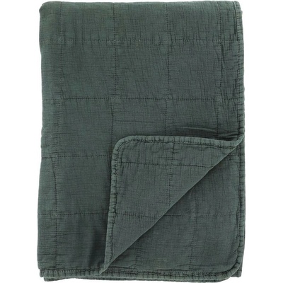 Chic Antique Tmavě zelený přehoz s opraným vzhledem Aix Vintage Quilt - 130*180 cm