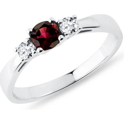Klenota Granátový prsten s diamanty v bílém zlatě k0235032