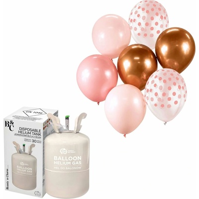 Helium Kingofbal Helium a sada latex. balónků chrom. růžová 30 cm HEL20-BB-RMD7