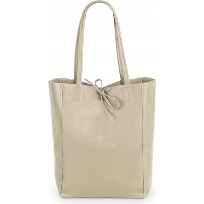 Vera Pelle shopper kabelka z pravé lícové kůže béžová