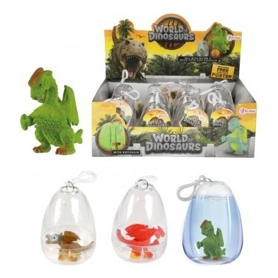Přívěsek na klíče Dinosaurus/Drak rostoucí barevný v plastovém vejci mix druhů