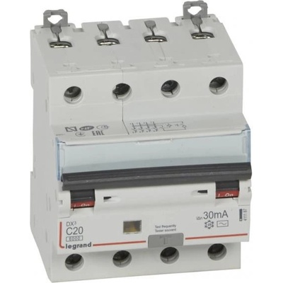 Legrand ДТЗ комбинирана DX3 4P 20A крива C 30mA тип AC 6kA 4 мод. - 411187 (411187)