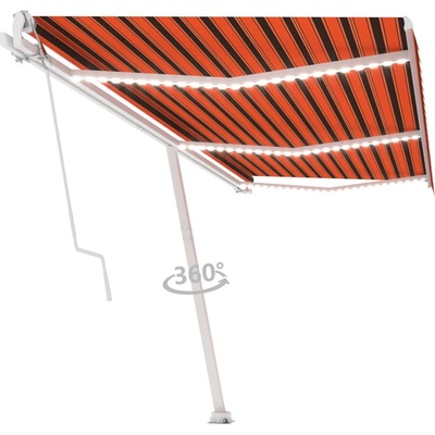 Greatstore Automatická markýza LED a senzor větru 600x300 cm oranžovohnědá