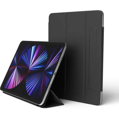 elago Smart Folio Clasp Case - магнитен полиуретанов кейс с поставка за iPad Pro 11 M1 (2021), iPad Pro 11 (2020) (черен)
