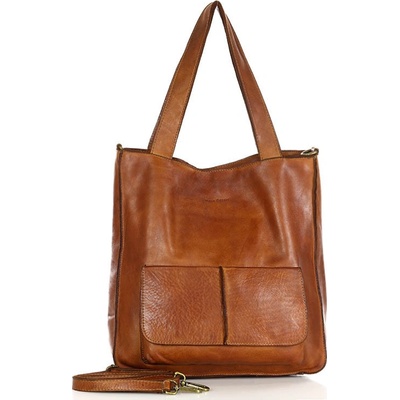 Mazzini Marco dámska kožená shopper taška A4 camel v234b hnedá