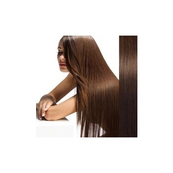 Clip in vlasy 55 cm 100% lidské – remy 70 g odstín 6 světle hnědá