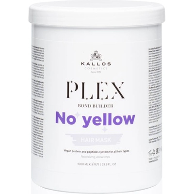 Kallos Plex No Yellow маска за коса неутрализиращ жълтеникавите оттенъци 1000ml