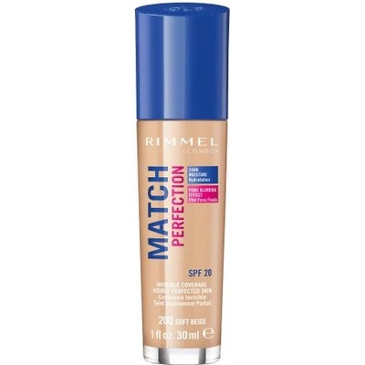 Rimmel London Match Perfection SPF20 течен фон дьо тен 30 ml нюанс 200 Soft Beige