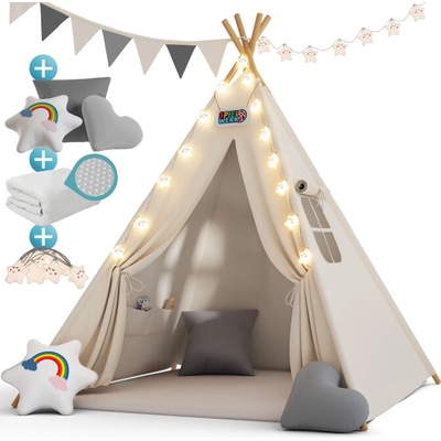 Deuba Dětský stan Teepee 160 x 130 x 130 cm bílý
