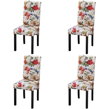 vidaXL Трапезни столове, 4 бр, многоцветни, текстил (242399)