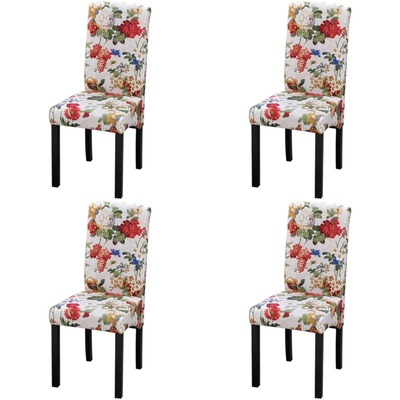 vidaXL Трапезни столове, 4 бр, многоцветни, текстил (242399)