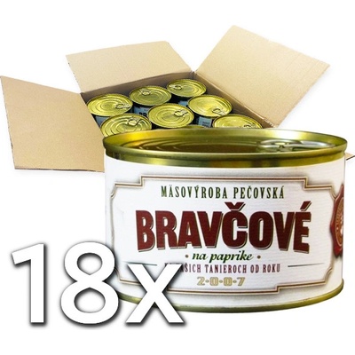 Mäsovýroba Pečovská Bravčové mäso na paprike 18 x 410 g