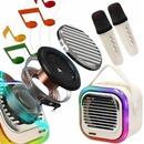 KARAOKE SADA: 2 MIKROFÓNY a BEZDRÔTOVÝ BLUETOOTH USB LED REPRODUKTOR