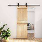 vidaXL Преплъзваща се врата Естествено и черно 70 x 210 cm (3445152)