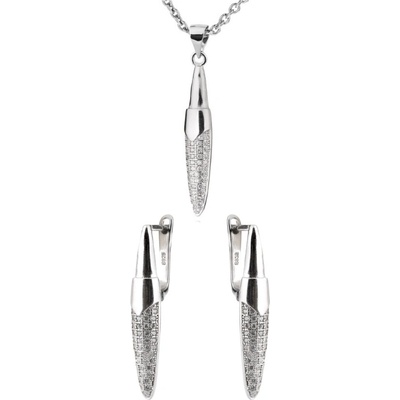 A-B Set of silver jewelry with zircon in a shape of a bullet 20000014