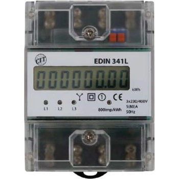 Elektroměr EDIN 341L, 3fázový 5-80A 4,5M - LCD dispej