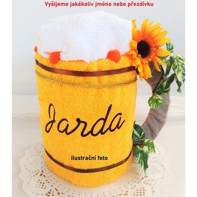 Veratex Textilní dort velké Pivo s výšivkou jména nebo přezdívky (osuška 70x140 + ručník 30 x 30 cm)