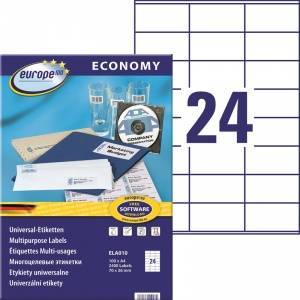 EUROPE100 Labels Europe100 A4 70x36mm white (100)