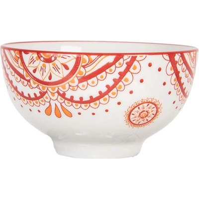 Clayre & Eef Bílá keramická miska s červeným vzorem Mibbo 9 x 5 cm 125 ml