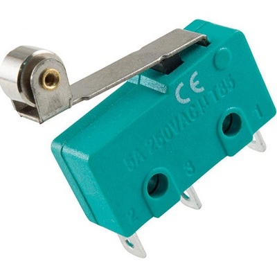 Mikrospínač 250V/5A ON-(ON) 1pol MSW13 s páčkou a kolieskom (20x10x6mm)