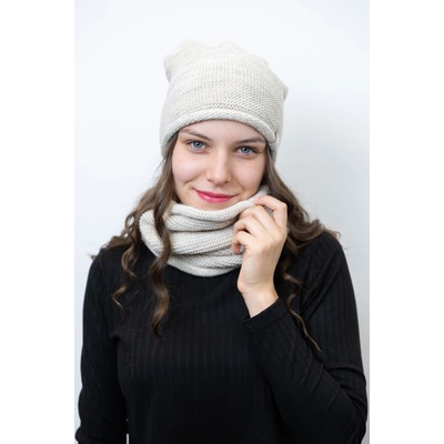 Zimní set čepice a nákrčník KLASIK Krémová
