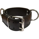 Mister B Leather Slave Collar D-Rings Broad Black