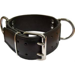 Mister B Leather Slave Collar D-Rings Broad Black