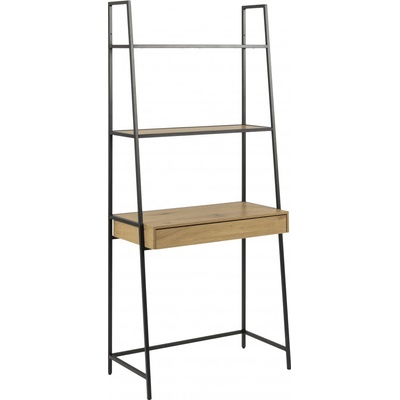 Design Scandinavia Knižnica Seaford, 174,5 cm, čierna/dub