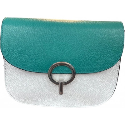 Vera Pelle kožená crossbody kabelka bílá/tmavě 2527 d01/d30 zelená